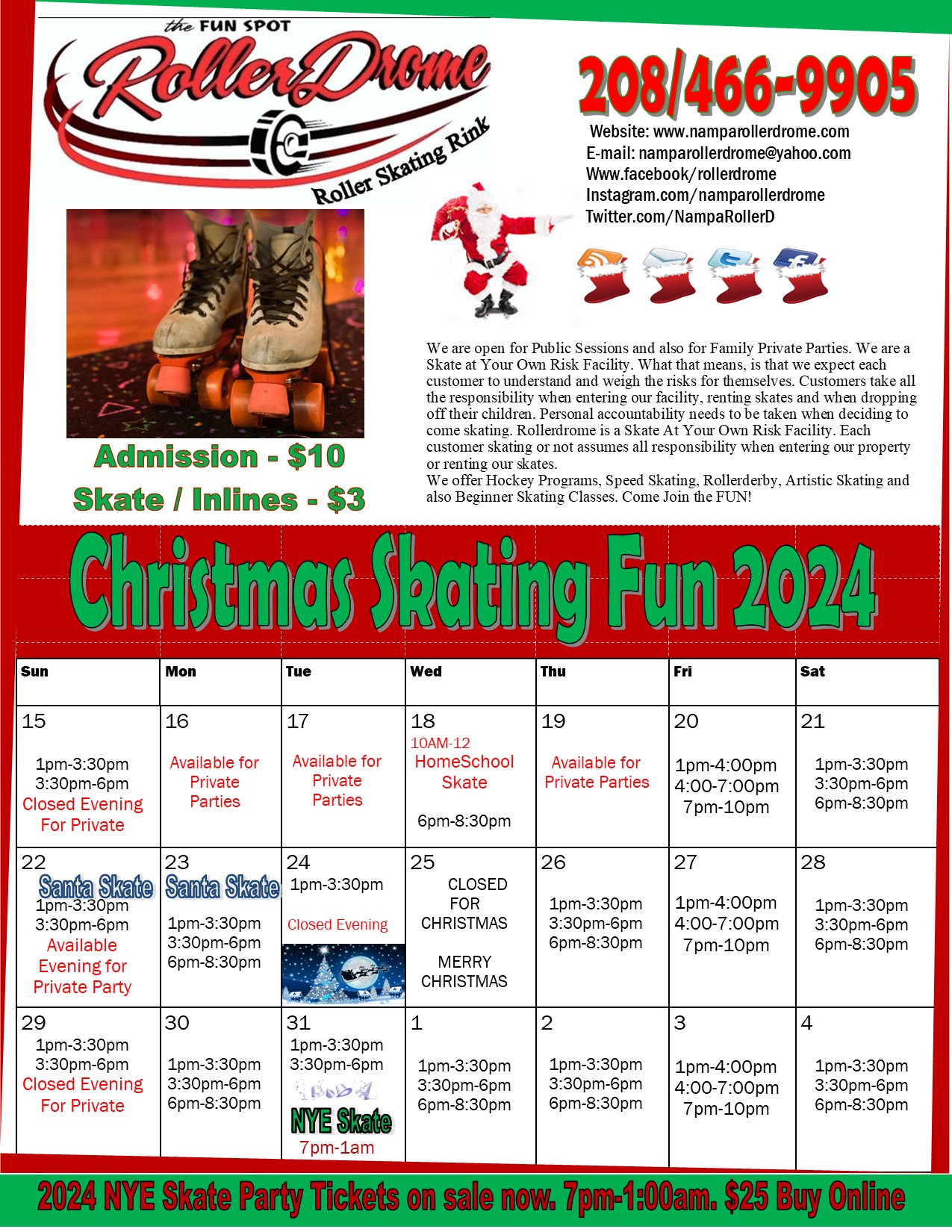 2024 Christmas Skating Schedule