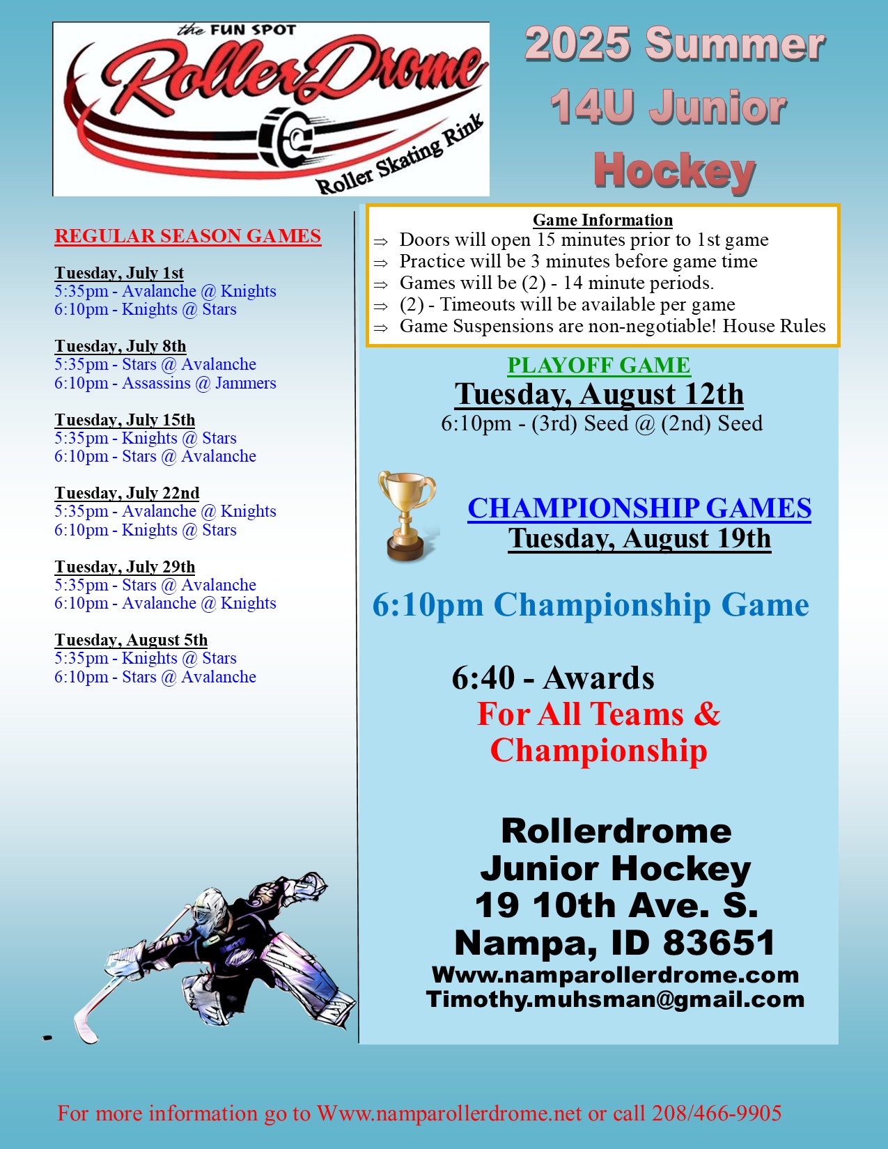 2025 14U Inline Hockey Games