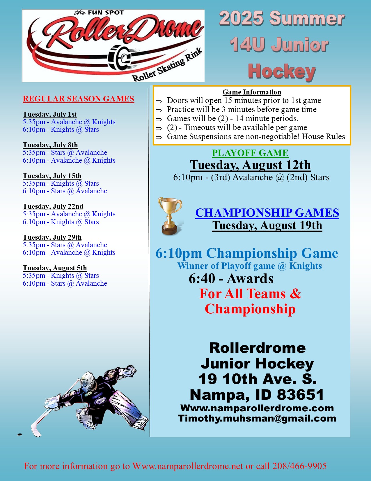 2025 14U Inline Hockey Games